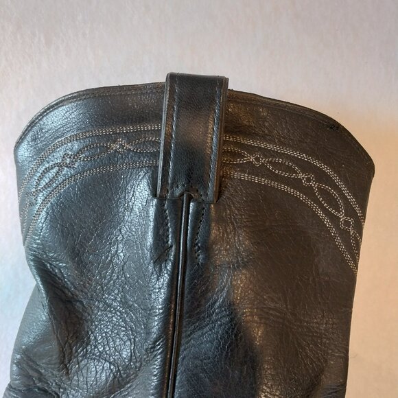 Justin Western Boots Mens 10.5 EE WIDE Black Leather Smooth Ostrich Roper 3172. - Picture 7 of 9